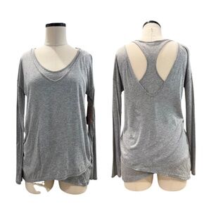 NWT ZELLA Grey T-Back Long Sleeve Athletic T-Shirt Size Medium
